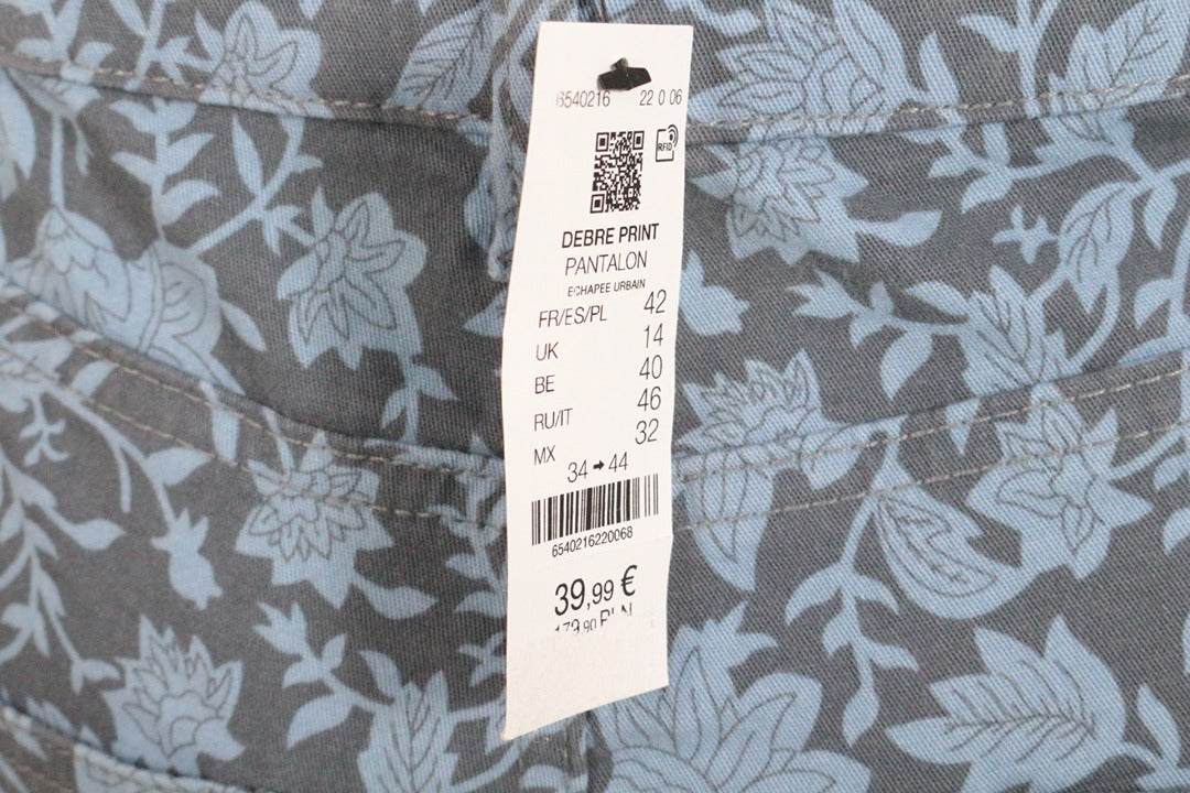 Pantalon imprimé floral bleu et gris taille Fr 38 bohème chic 6
