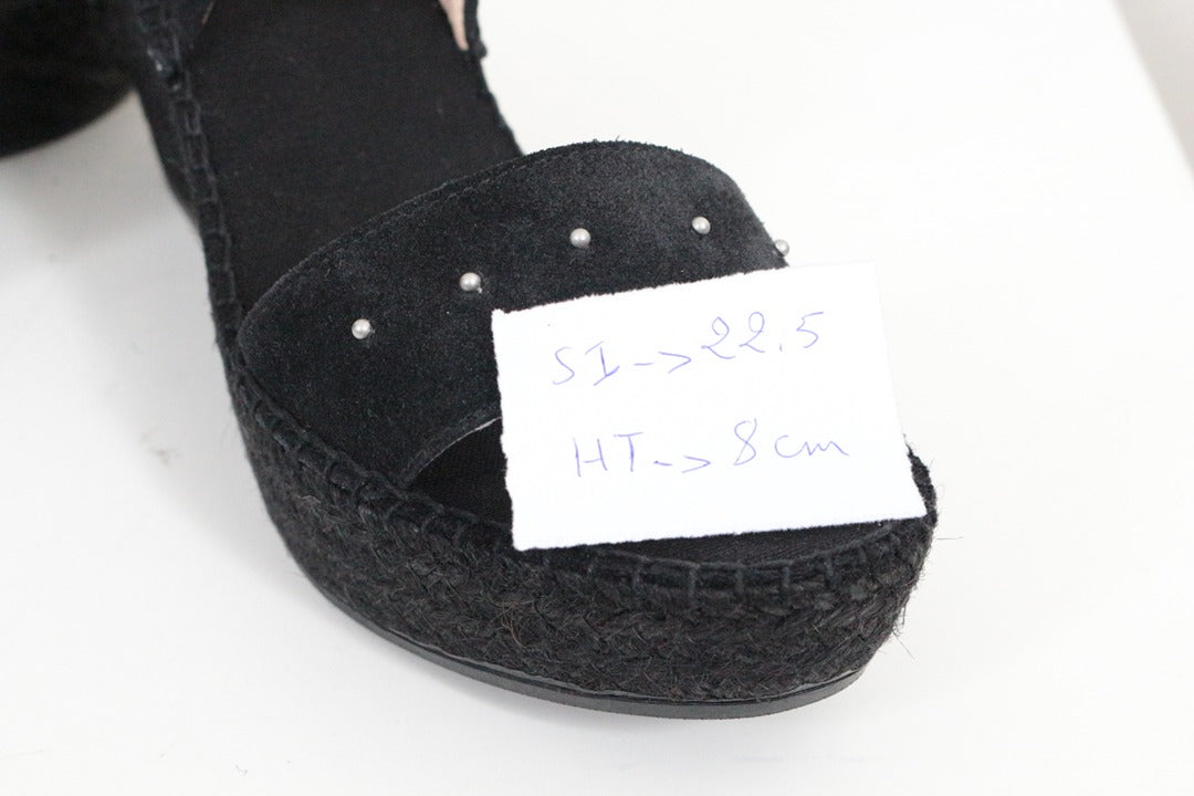 Sandales compensées espadrilles en daim noir clous taille 36 9