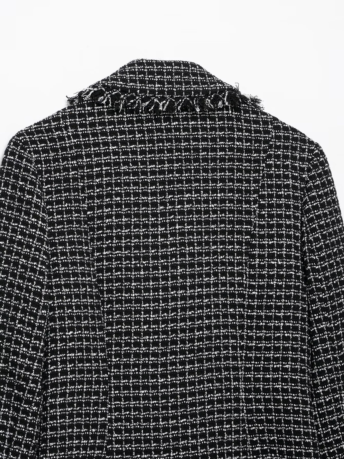Blazer col montant bords effilochés boutons femme noir – photo 15 – Frippin'Dealz