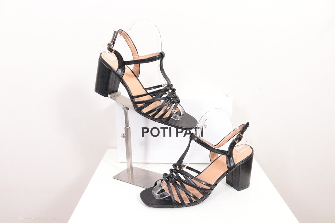 Poti Pati Sandales Cuir Synthétique Noir 39 Neuf 3