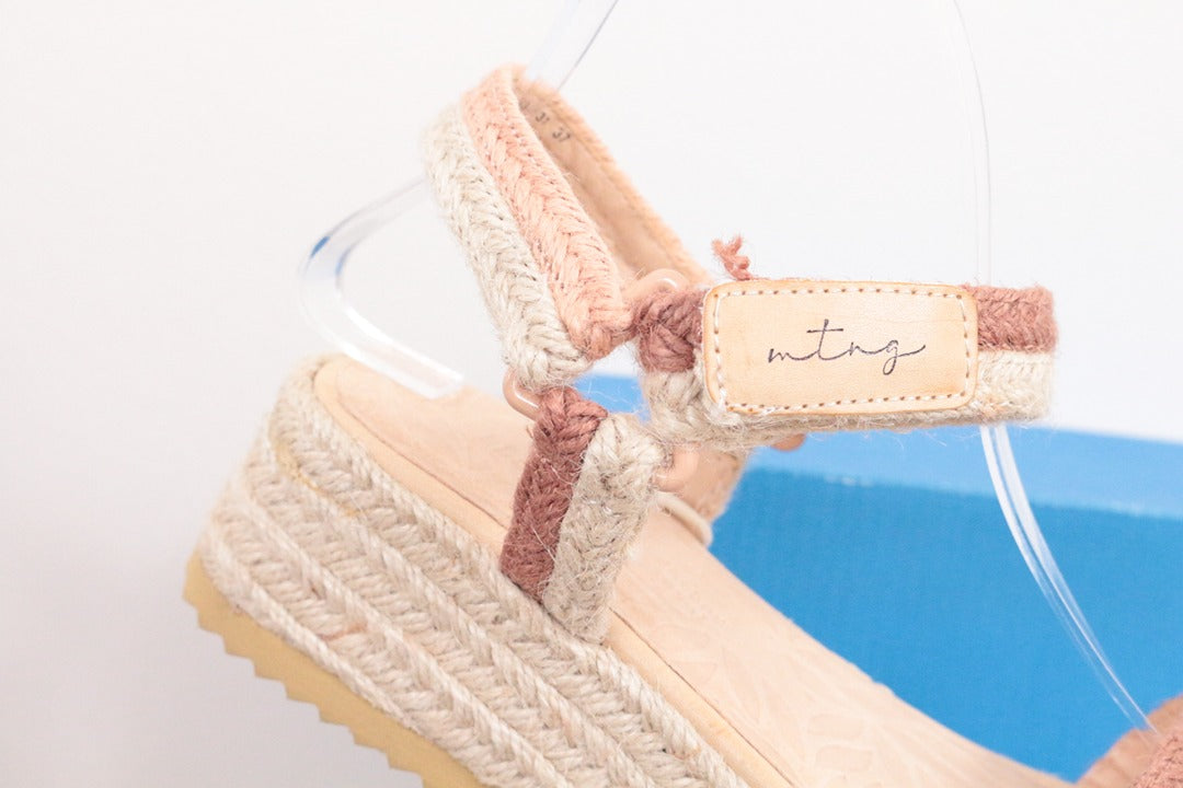 Sandales compensées mtng rose beige style espadrille 37 2