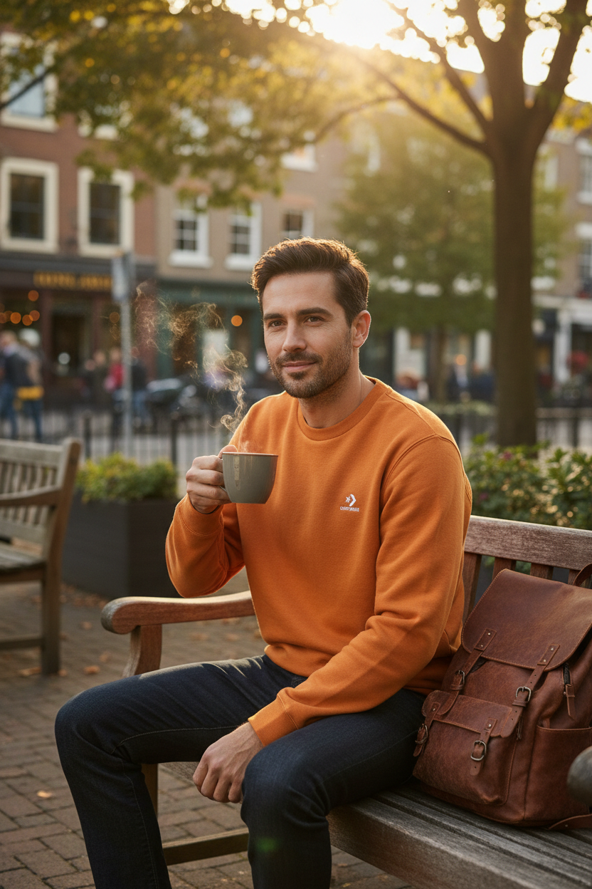 Converse Sweat Orange Xxl Neuf Logo Brodé Streetwear
