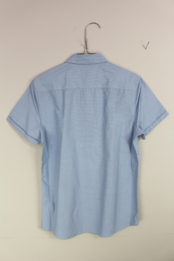 Chemise homme Steel & Jelly manches courtes bleu micro-carreaux M neuve 6