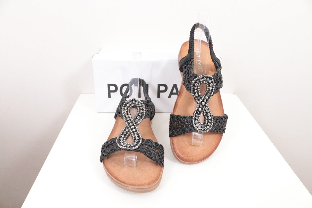 Sandales Poti Pati noires tressées strass 36 4