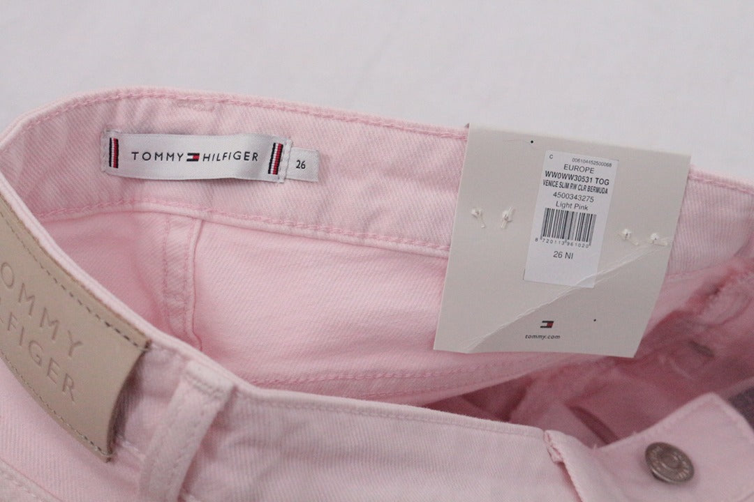 Bermuda femme Tommy Hilfiger rose clair neuf slim 26 11