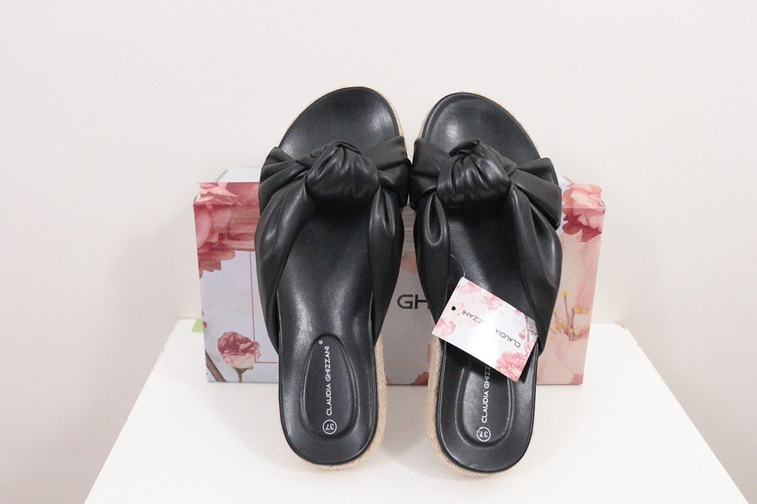 Mules plateforme Claudia Ghizzani simili cuir noir 37 3