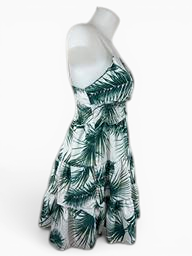 Robe D'ete New Collection Blanc Motif Tropical L 5
