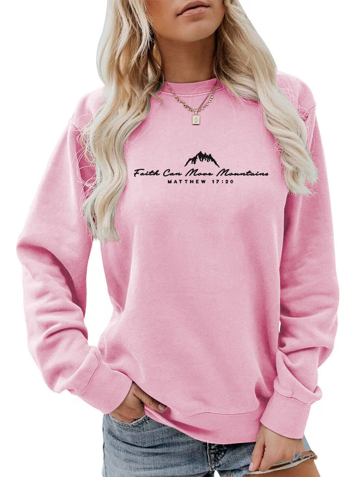 Sweat à col rond imprimé « Faith Can Move Mountains » 12