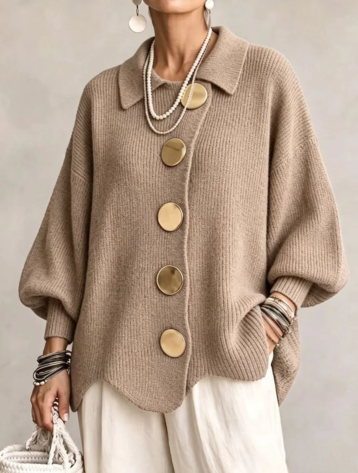Gilet en maille boutonné col à revers – photo 2 – Frippin'Dealz