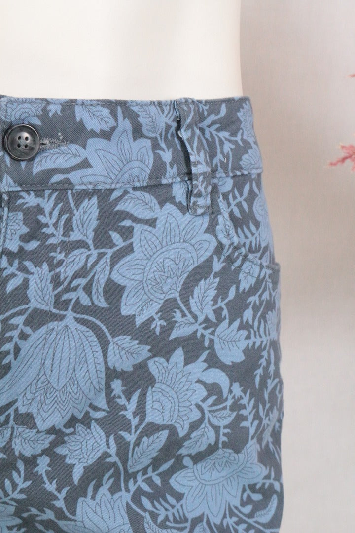 Pantalon imprimé floral bleu et gris taille Fr 38 bohème chic 3