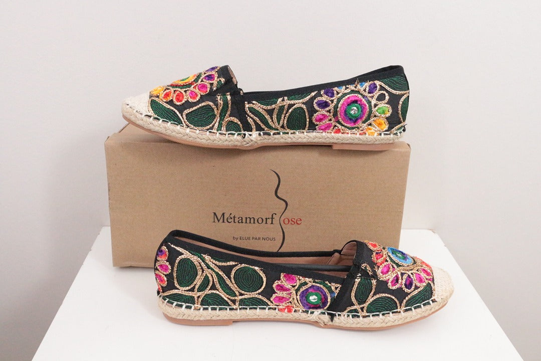 Espadrilles Métamorf'ose Elue Par Nous brodées noir 39 5