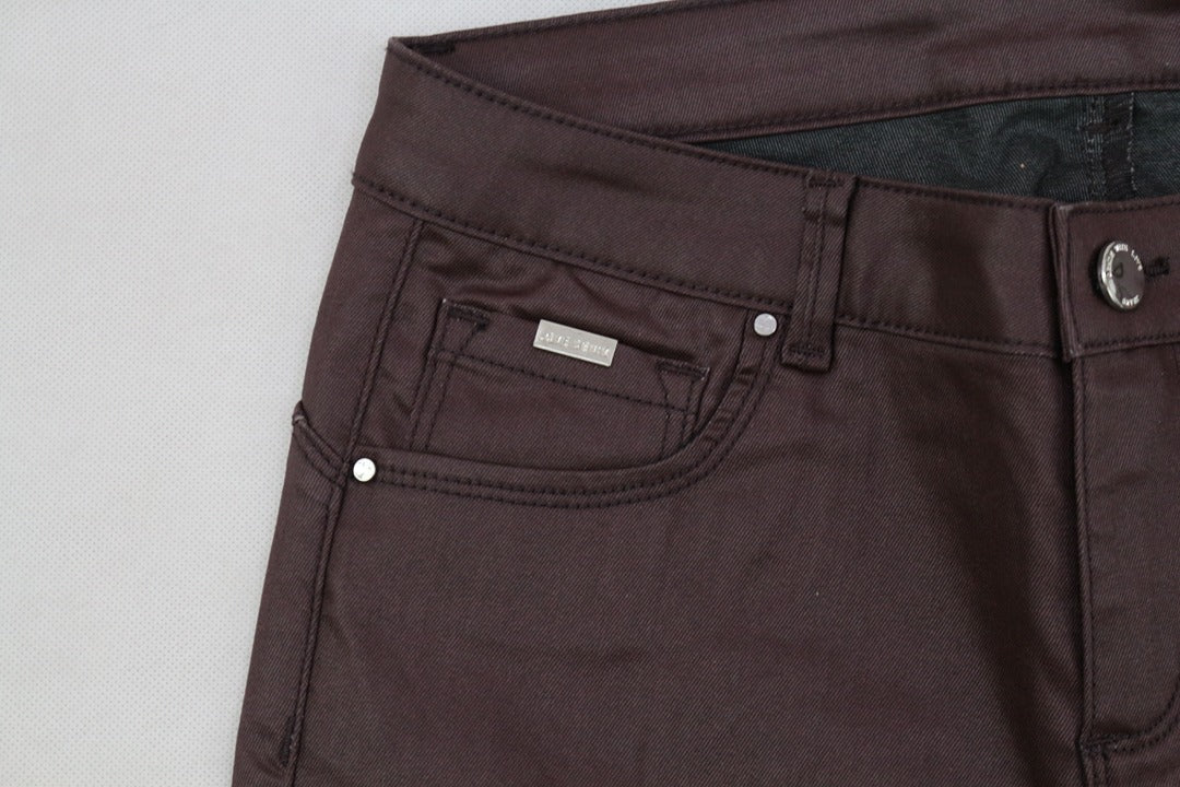 Pantalon enduit marron bordeaux slim taille 36 S Archive Fashion 3