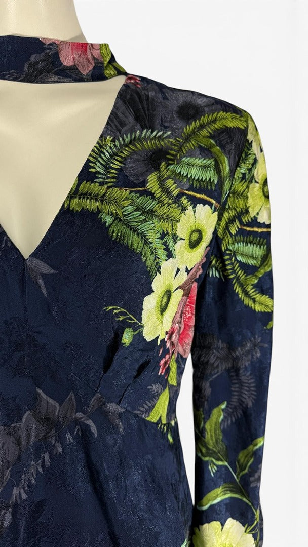 Robe courte Next bleu marine imprimé floral col ras du cou 42 7