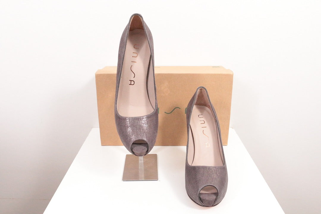 Escarpins Unisa Luce Shine cuir greige bout ouvert 37 4