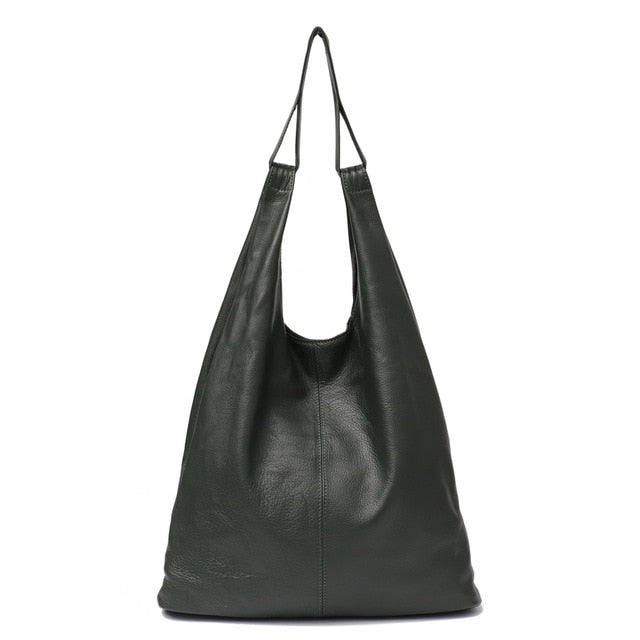 Grand sac porté épaule en cuir de vache souple pour femme, style seau vintage 9