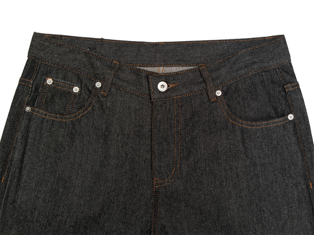 Jean évasé en denim brut brodé de fleurs pour homme, pantalon large style street 12