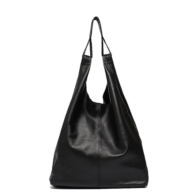 Grand sac porté épaule en cuir de vache souple pour femme, style seau vintage 7