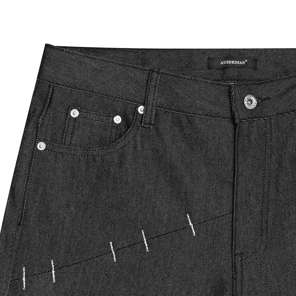 Jean ample à jambes larges en denim brut pour homme, design original 12