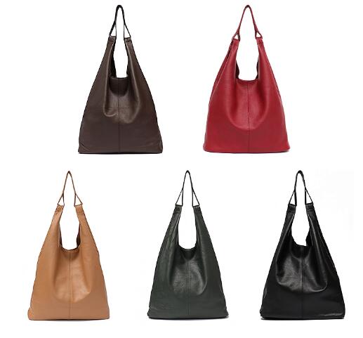 Grand sac porté épaule en cuir de vache souple pour femme, style seau vintage 3