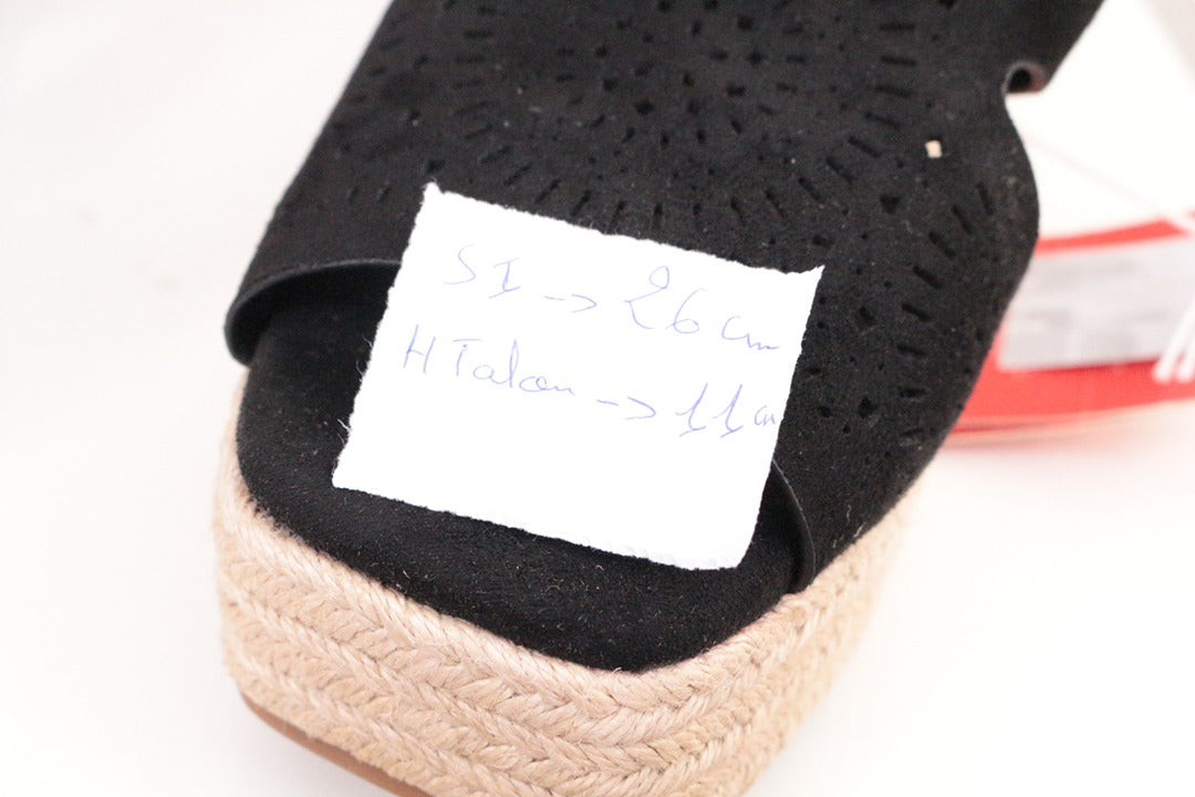 Sandales compensées Xti aspect daim noir taille 40 espadrilles talons 6