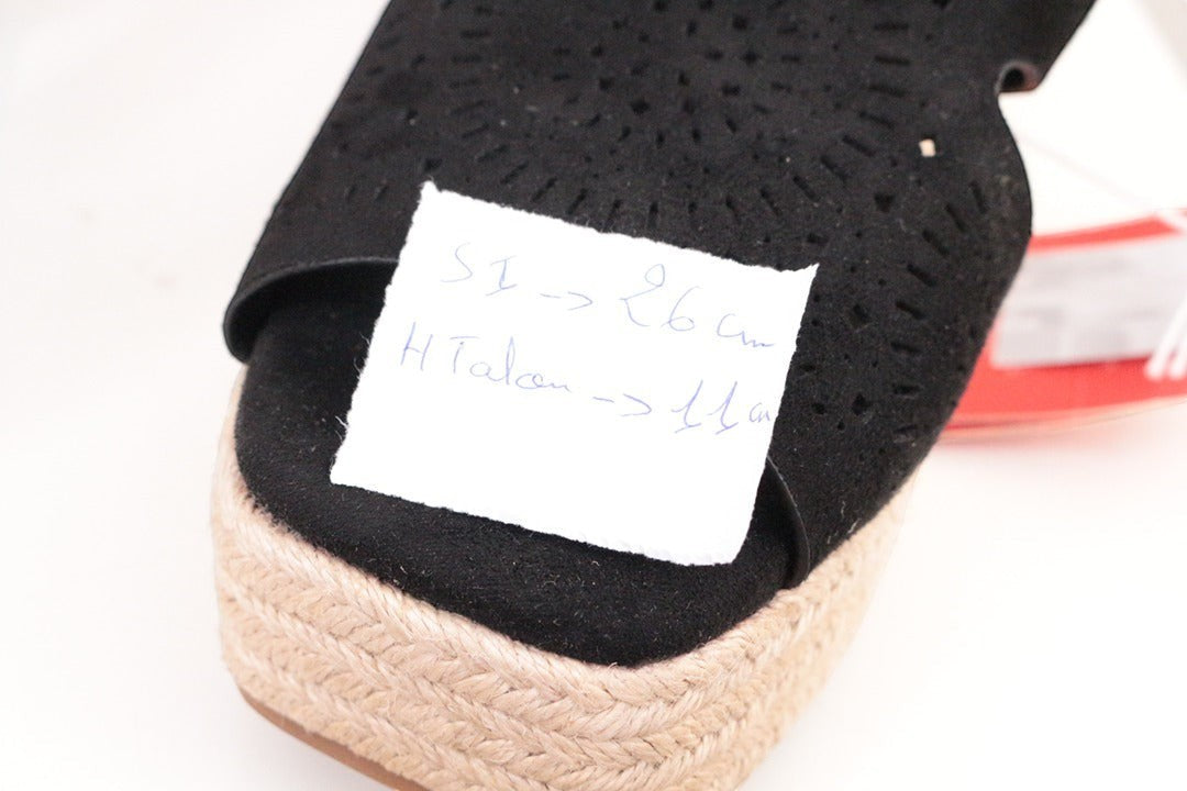 Sandales compensées Xti aspect daim noir taille 40 espadrilles talons 8