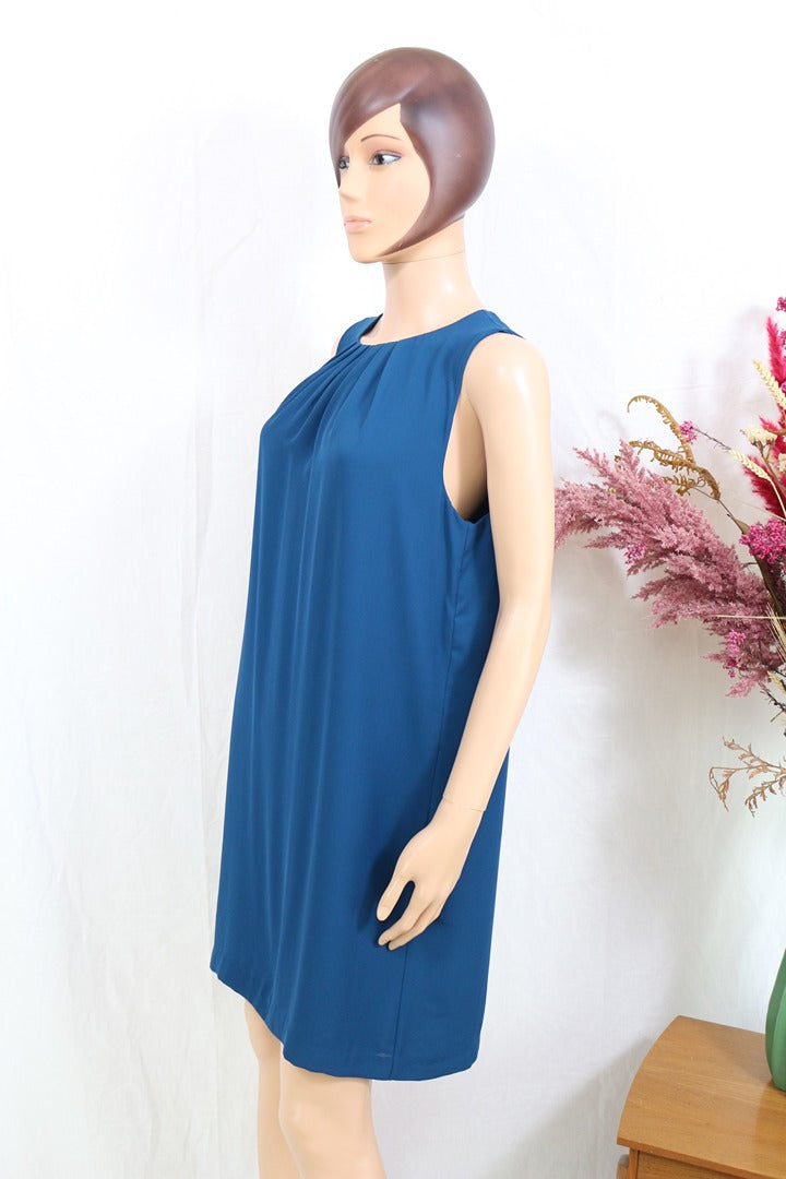 Robe H&m bleue sans manches col rond plissé taille 40 6