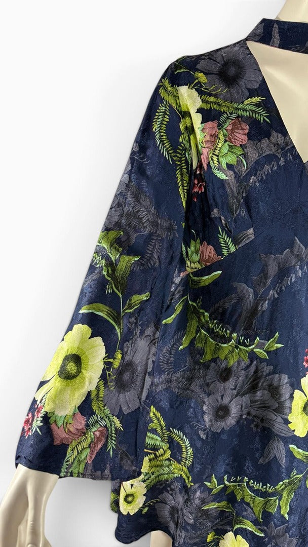 Robe courte Next bleu marine imprimé floral col ras du cou 42 6