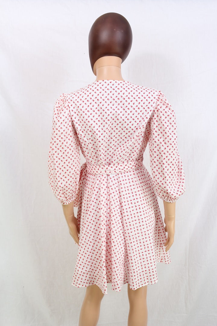 Robe Claudie Pierlot Refleurette blanc rouge coton 40 5