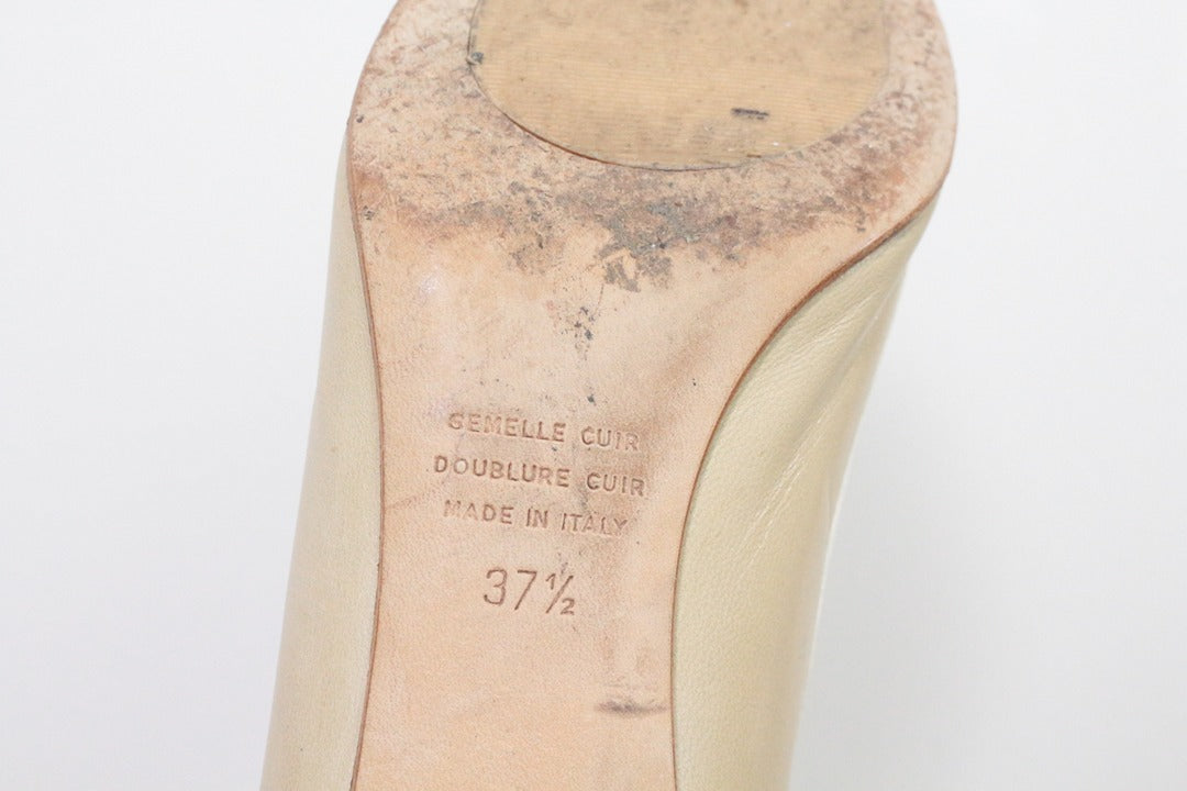 Escarpins Manfield cuir beige et blanc 37.5 11