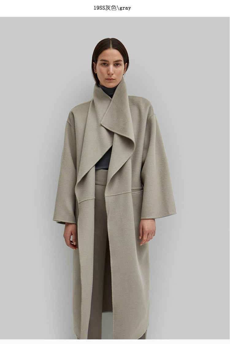 Manteau long laine cachemire col à revers femme – photo 25 – Frippin'Dealz