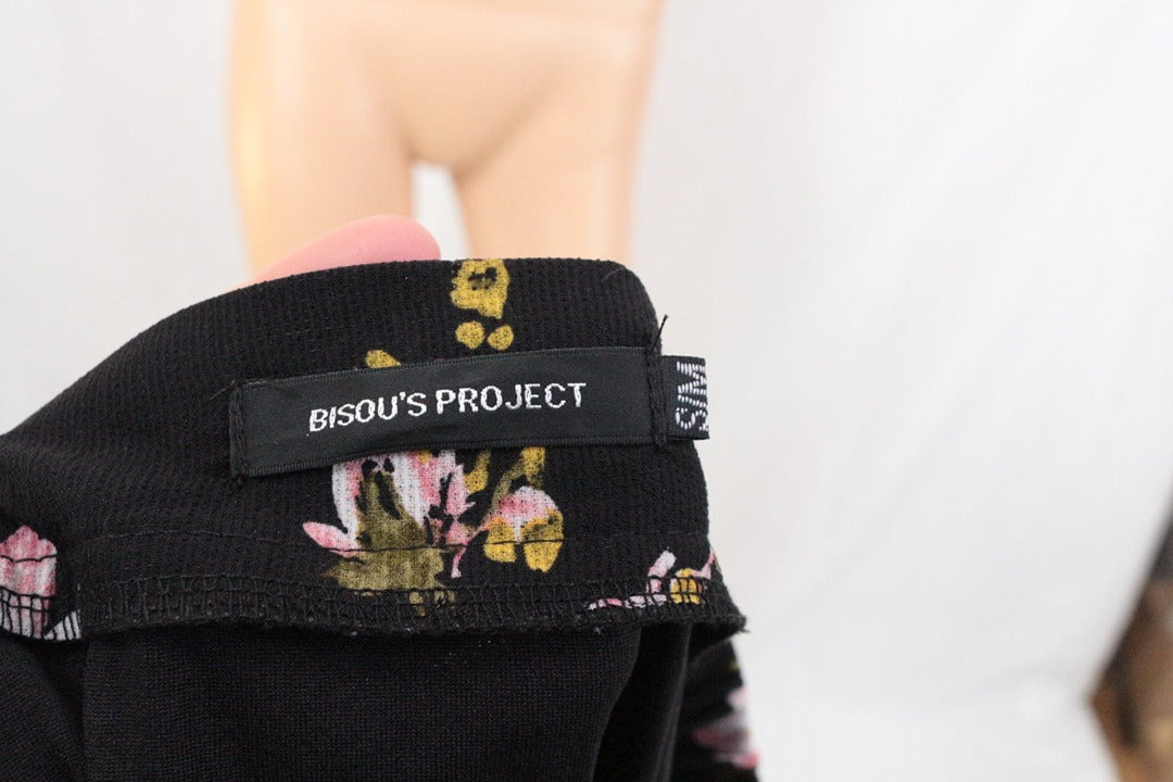 Robe courte Bisou's Project noire à fleurs col bateau S/m 12