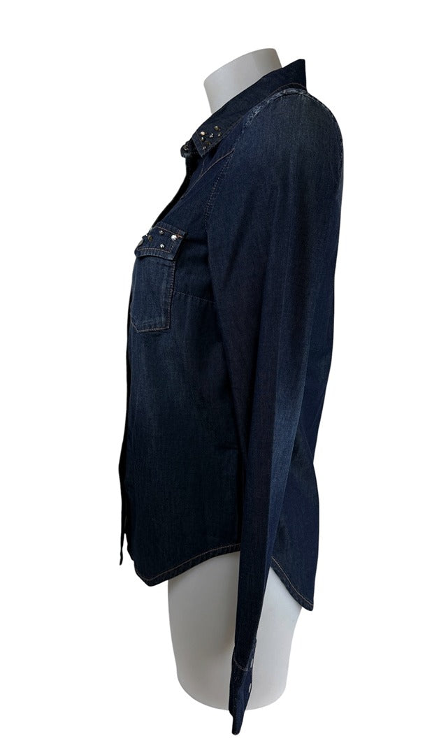 Chemise en jean bleu western strass vintage 36 S 9