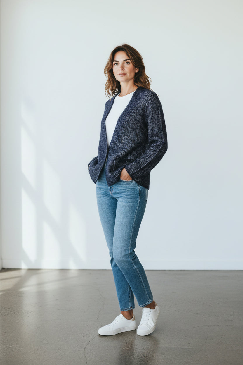 Marc O Polo – Gilet – Poliammide, mohair, lana, cotone – Blu marino