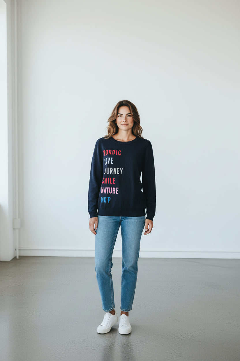 Marc O Polo – Maglione – Cotone, viscosa, poliammide, elastan, cashmere – Blu navy