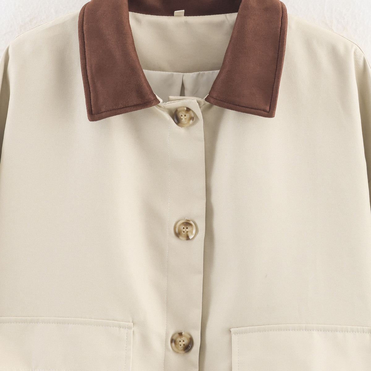 Veste workwear beige col contrasté – photo 2 – Frippin'Dealz