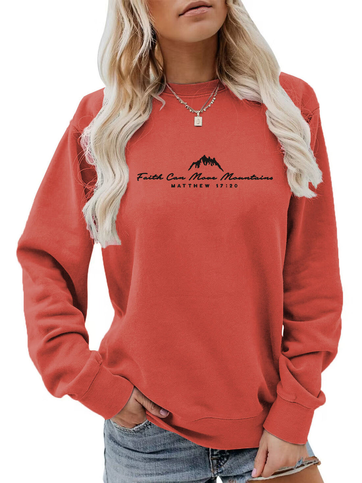 Sweat à col rond imprimé « Faith Can Move Mountains » 14