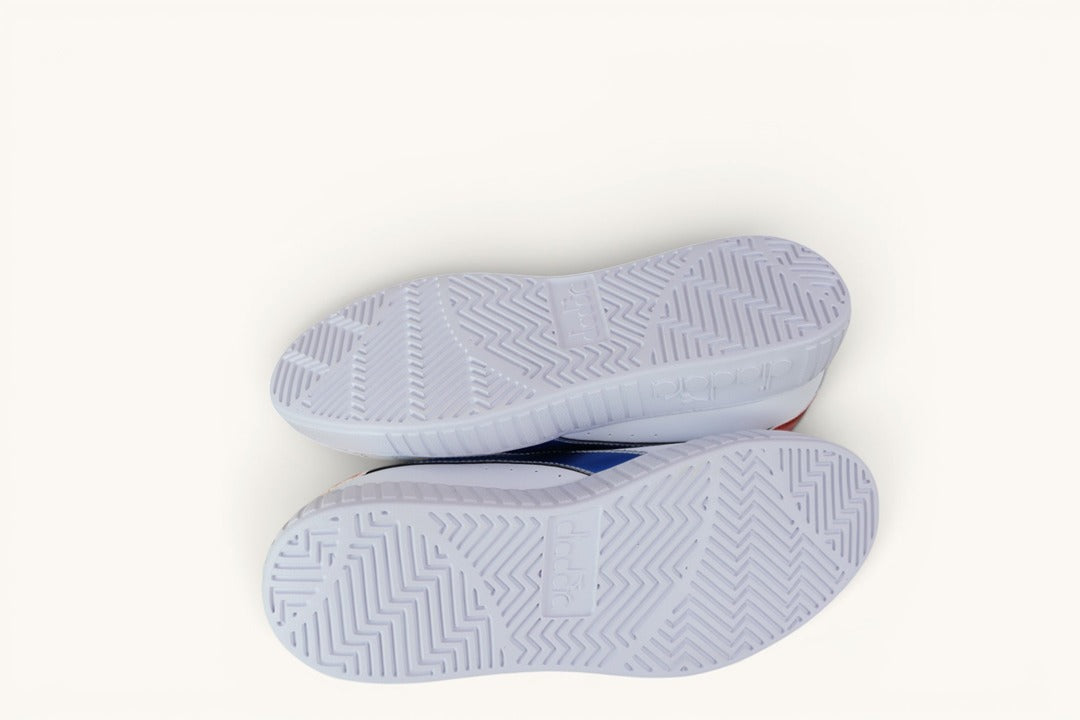 Baskets Diadora Step P Lipstick cuir blanc bleu rouge 39 8