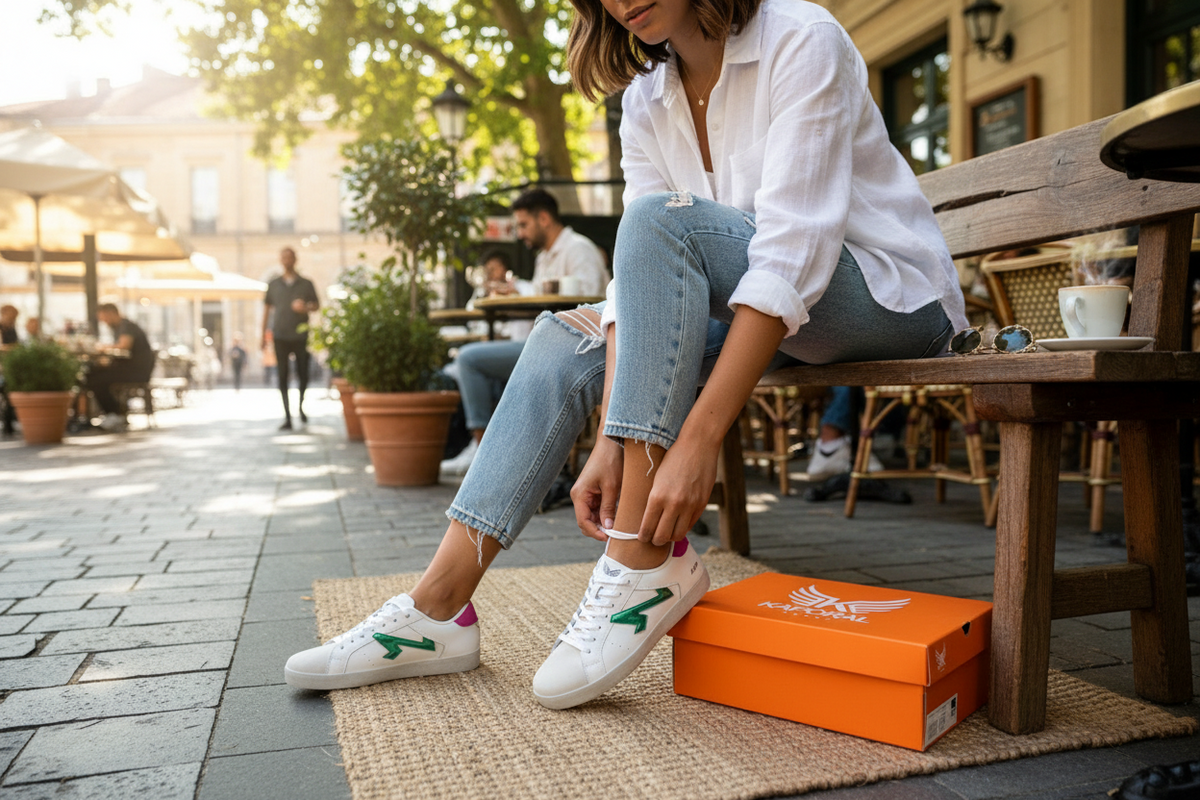 Baskets Kaporal blanches vert rose 40 neuves Y2k