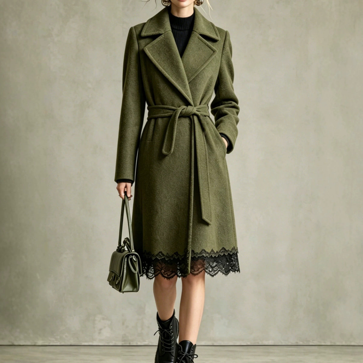 Manteau effet lainage vert militaire – photo 1 – Frippin'Dealz