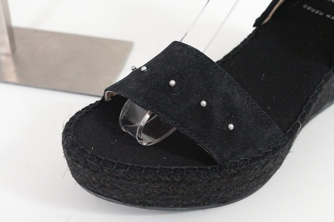 Sandales compensées espadrilles en daim noir clous taille 36 | Frippin'Dealz – photo 4