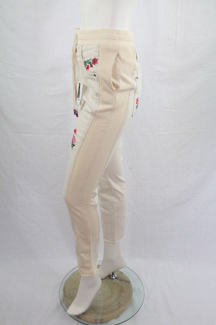 Pantalon jogger Desigual beige brodé fleurs taille Xs neuf 9
