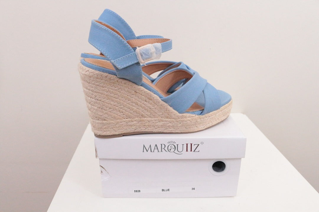 Marquiiz Sandales compensées espadrilles bleu ciel 36 neuves 8