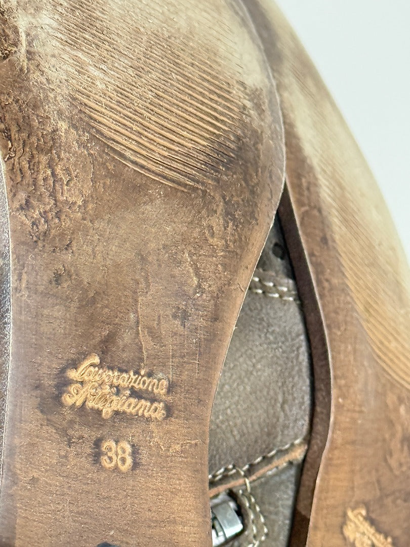 Boots Eva Gatti cuir taupe ajouré boho chic 38 8