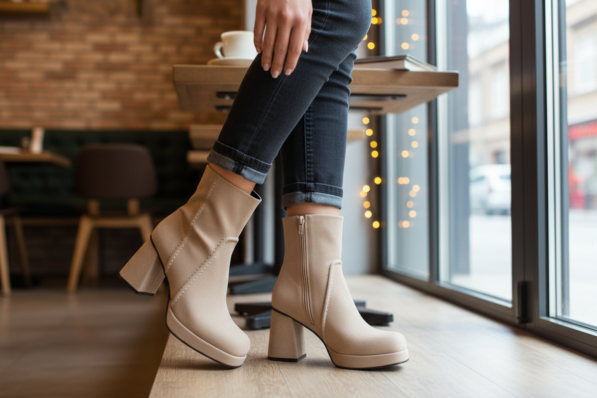 Bottines talons Minelli taupe velours 39 vintage 90s