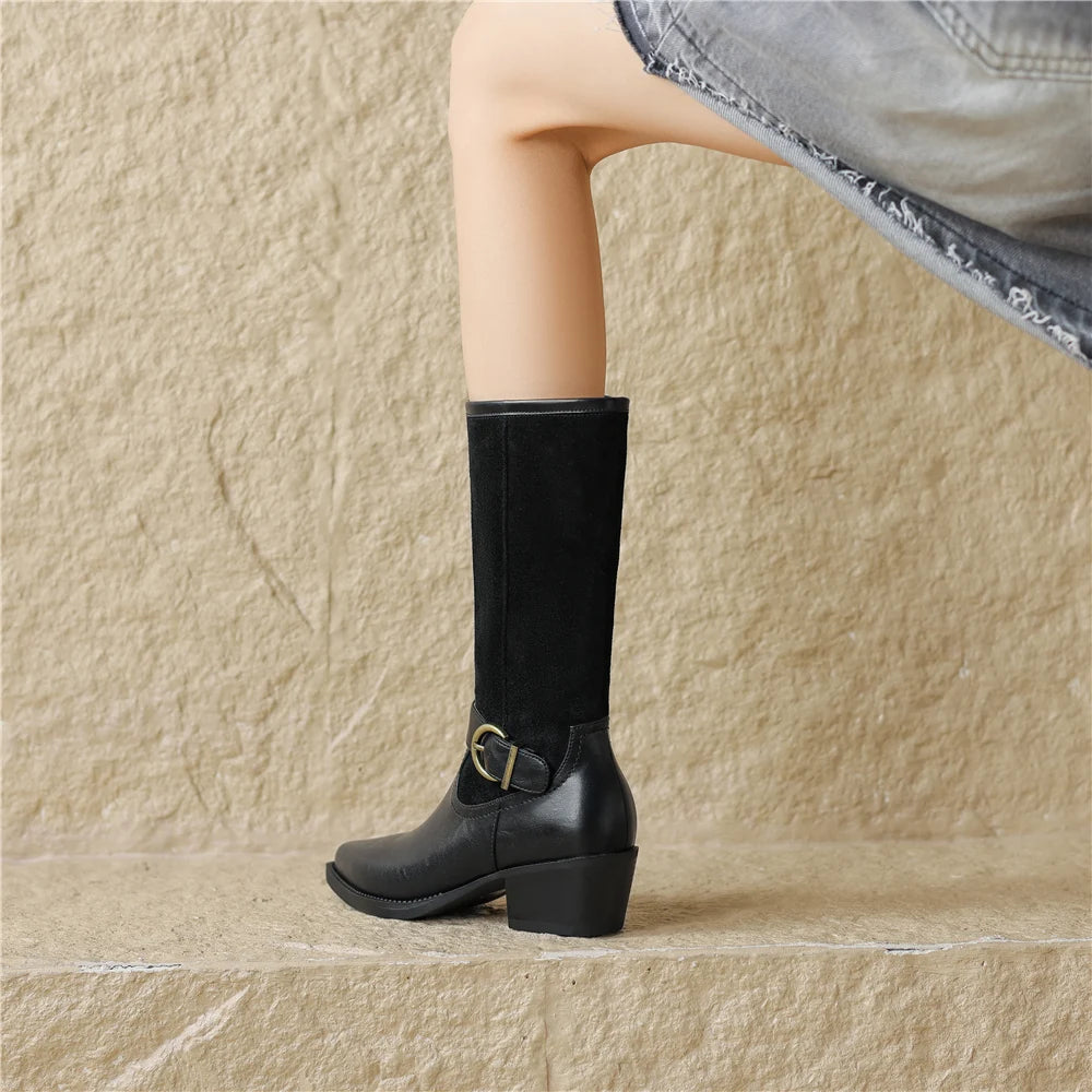Bottes mi-mollet cuir bout pointu rétro femme – photo 15 – Frippin'Dealz