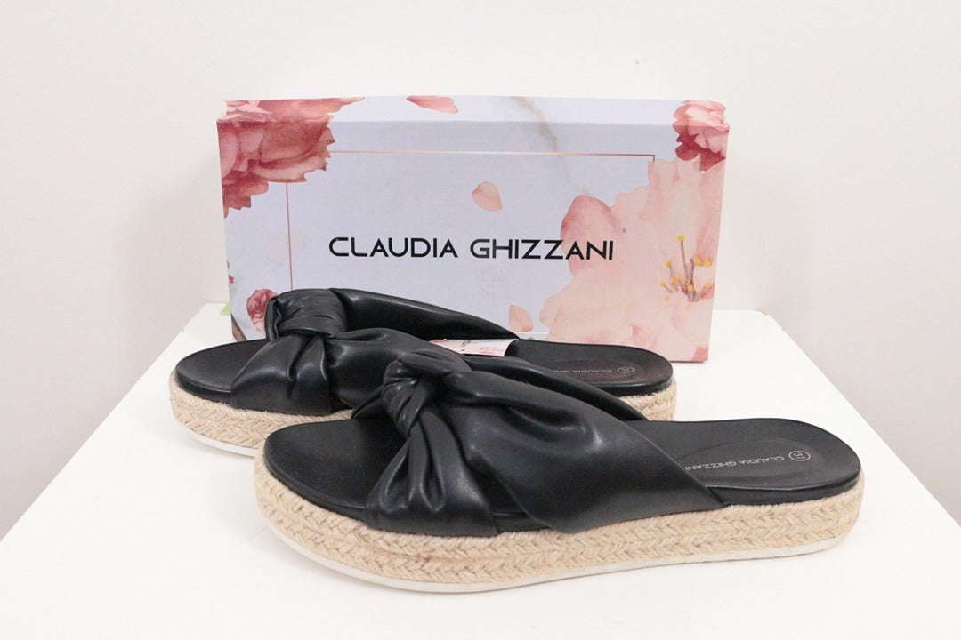 Mules plateforme Claudia Ghizzani simili cuir noir 37 6