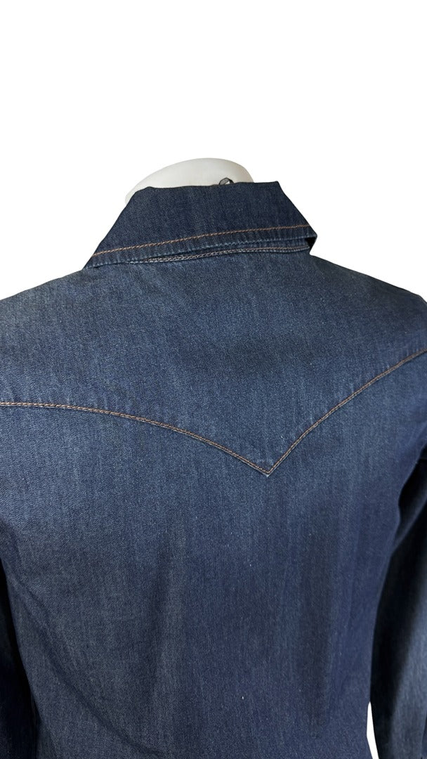 Chemise en jean bleu western strass vintage 36 S 8