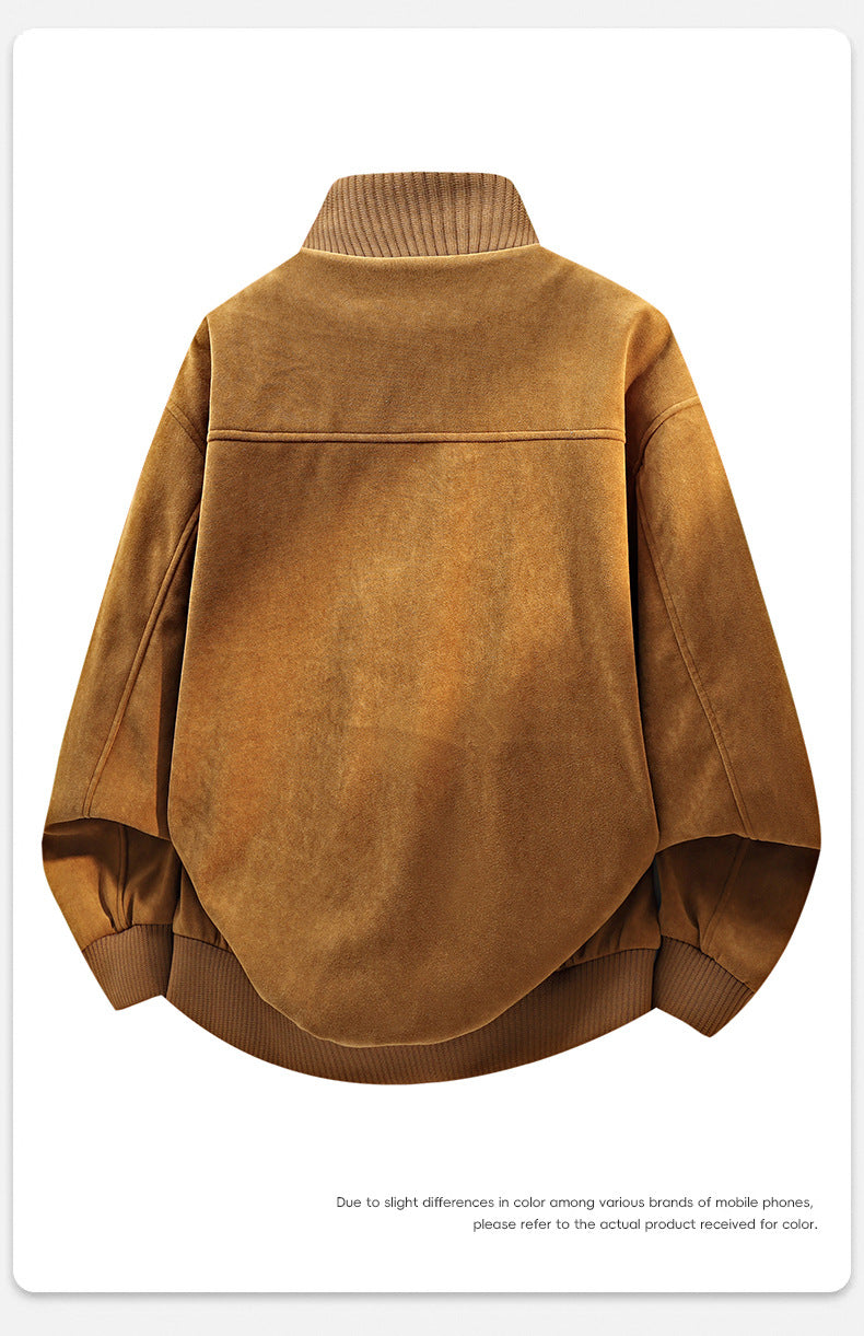 Veste de travail vintage en tissu duveteux pour homme, col montant, coupe ample 11