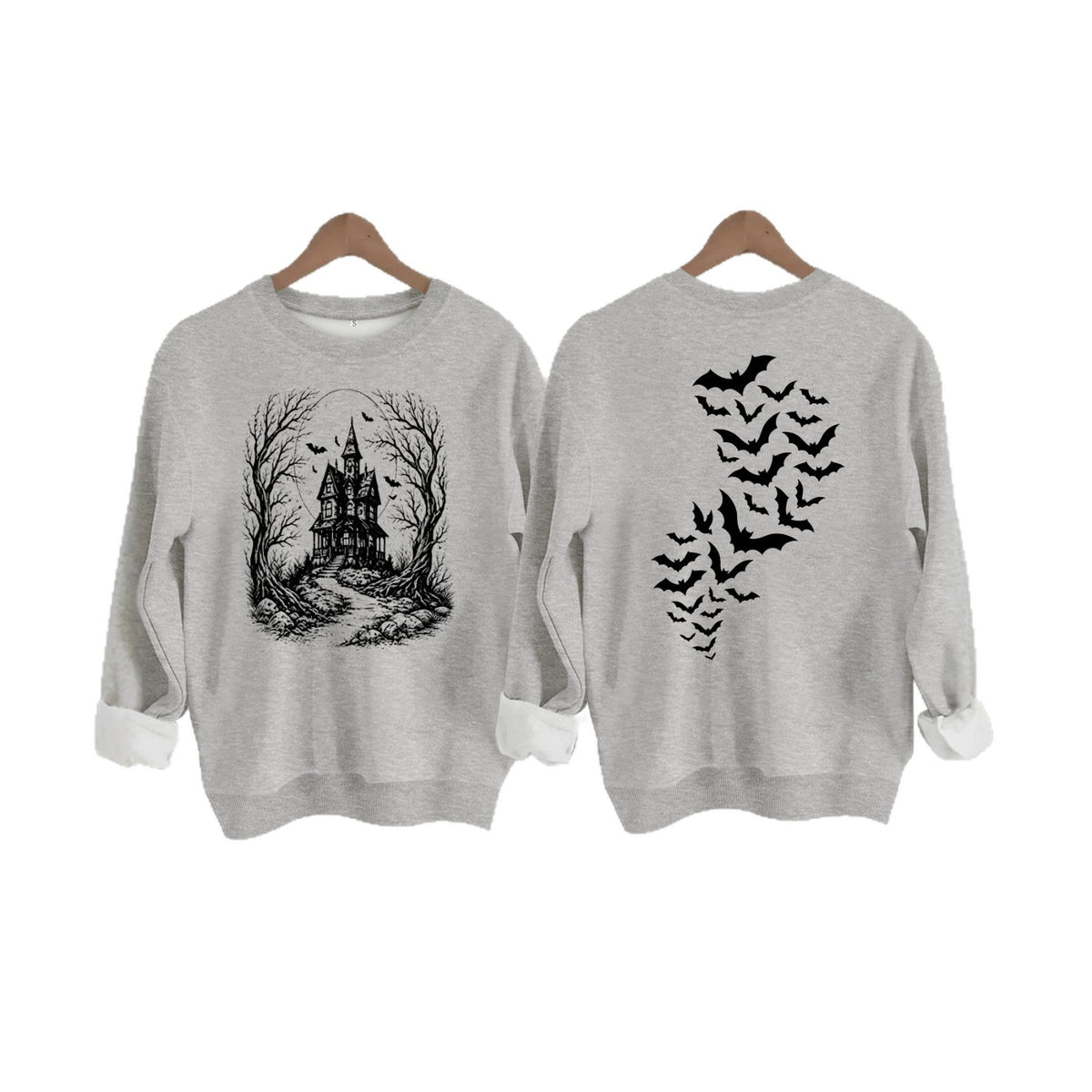 Sweat ample à col rond, manches lanternes, imprimé transfert thermique, pour femme, 7 coloris dont café et rouge orangé