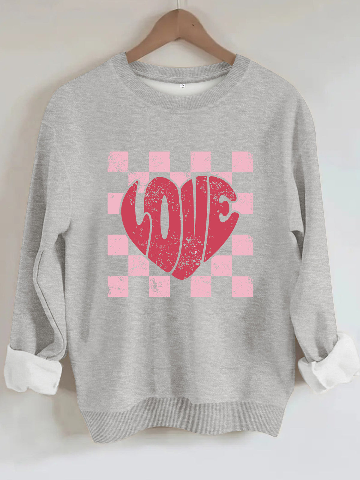 Sweat-shirt col rond épais, manches lanternes, imprimé graphique, coupe ample, pour femme, 4 coloris 8